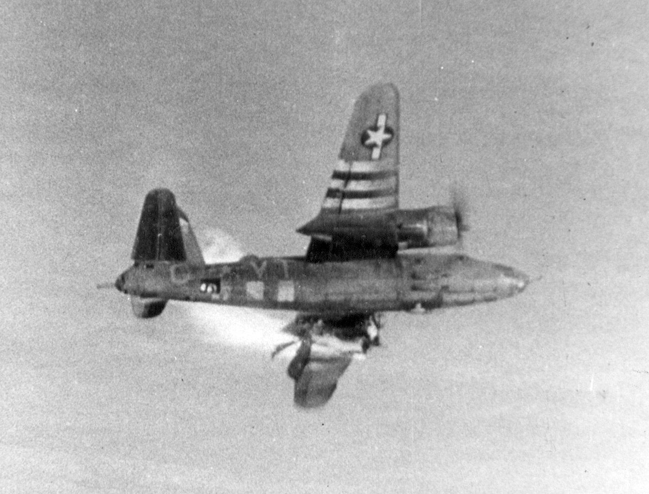 A B-26 Marauder hit by flak over Eller, Germany, on 23 December 1944